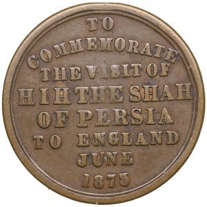 Iran Brass medal 1290 AH (1873 AD) - Commemorating Nasir al-Din Shah's Visit to England - Nasir al-Din Shah (1848-1896)_