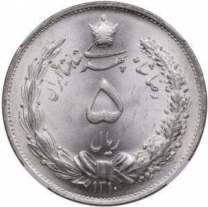 Iran 5 Rials SH 1310 (1931) - Reza Shah Pahlavi (1925-1941) - NGC MS 66