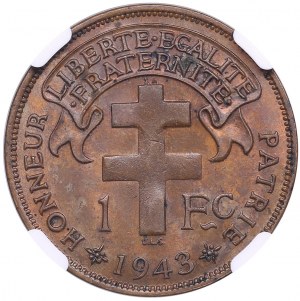 Madagascar 1 Franc 1943 - NGC MS 63 BN