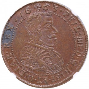 Spanish Netherlands 1663 Jeton - Bureau of Finance - NGC MS 62 BN