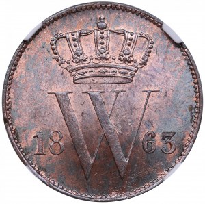 Netherlands 1 Cent 1863 - William III (1849-1890) - NGC MS 63 BN