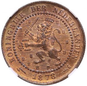 Netherlands 1 Cent 1878 - Wilhelm III (1849-1890) - NGC MS 65 RB