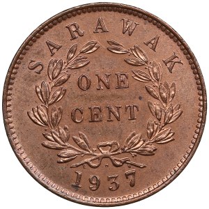 Sarawak (Malaysia) 1 Cent 1937 - Mint. Charles V. Brooke.