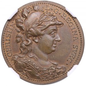 Sweden Born-Died Copper Medal ND (1786) - Kristina (1632-1654) - NGC MS 64 BN