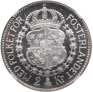 Suède 2 Couronnes 1938 - Gustaf V (1907-1950) - NGC PL 65