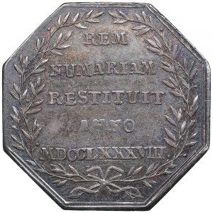 Svizzera (Basilea) Medaglia ottagonale d'argento 1788 - Per la riapertura della zecca di Pruntrut - Joseph Sigismund von Roggen