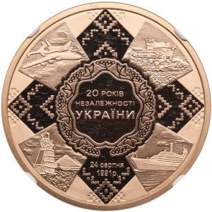Ucraina 100 Hryven 2011 - 20° Anniversario dell'Indipendenza - NGC PF 68 ULTRA CAMEO