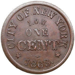 USA Civil War Token One Cent 1863 - City of New York
