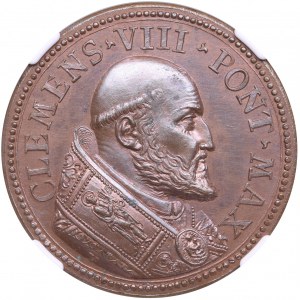 Brązowy medal Watykan (Państwa Papieskie) 1605 (1712) - papieska emisja restytucyjna autorstwa Caspara Gottlieba Lauffera - Klemens VIII (159