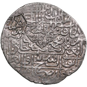 India, Mughal Empire (Kabul) AR countermarked Shahrukhi AH 965 (1557-58 AD) - Jalal al-din Muhammad Akbar (AH 963-1014 /