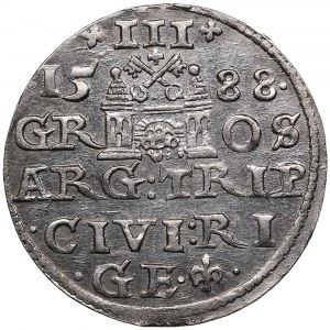 Riga (Polonia) AR 3 Groszy (Trojak) 1588 - Sigismondo III (1587-1632)