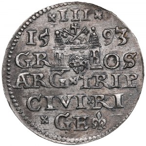 Riga (Pologne) AR 3 Groszy (Trojak) 1593 - Sigismond III (1587-1632)