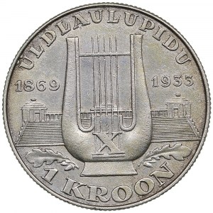 Estónsko 1 Kroon 1933 - 10. národný festival piesní