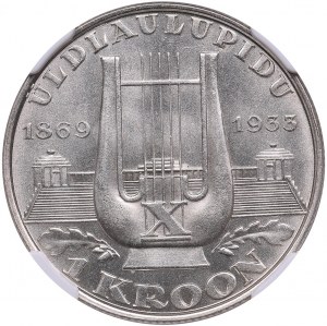 Estonia 1 Kroon 1933 - 10th National Song Festival - NGC MS 65