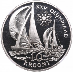Estonsko 10 Krooni 1992 - Olympijské hry v Barceloně - Plachtění - NGC PF 70 ULTRA CAMEO
