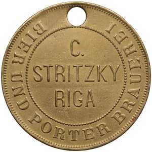 Lotyšsko Mosazný žeton ND (počátek XX) - Pivovar C. Stritzky Beer and Porter v Rize
