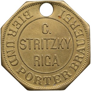 Lotyšsko Mosazný žeton ND (počátek XX) - Pivovar C. Stritzky Beer and Porter v Rize