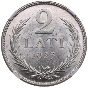 Latvia 2 Lati 1925 - NGC MS 63