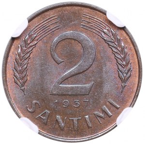 Lettland 2 Santimi 1937 - NGC MS 64 BN