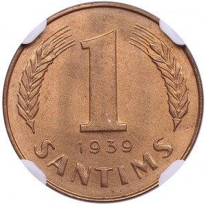 Latvia 1 Santims 1939 - NGC MS 65 RD