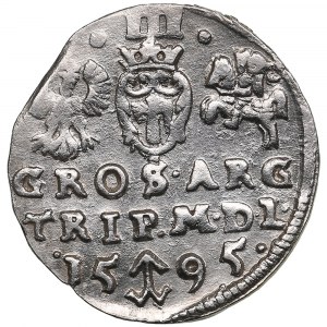 Lituania, Vilnius (Polonia) AR 3 Groszy (Trojak) 1595 - Sigismondo III Vasa (1587-1632)