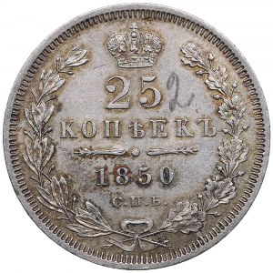 Rusko 25 kopejok 1850 СПБ-ПА - Mikuláš I. (1825-1855)