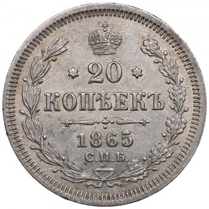 Russland 20 Kopeken 1865 СПБ-HФ - Alexander II (1855-1881)
