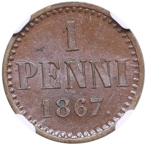 Finland (Russia) 1 Penni 1867 - Alexander II (1855-1881) - NGC MS 64 BN