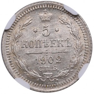 Russia 5 Kopecks 1902 СПБ-АР - Nicholas II (1894-1917) - NGC MS 66