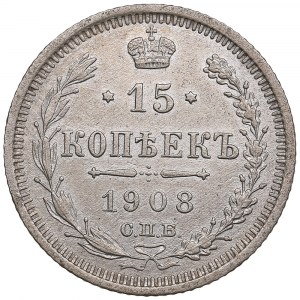 Russia 15 Kopecks 1908 СПБ-ЭБ - Nicholas II (1894-1917)
