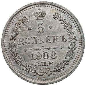 Russia 5 Kopecks 1908 СПБ-ЭБ - Nicholas II (1894-1917)