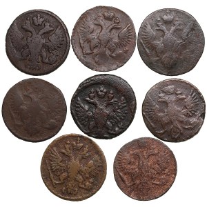 Collection of Russian coins: Polushka 1744-1750, 1754 (8) - Elizabeth (1741-1762)
