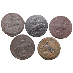 Collection of Russian coins: Kopeck 1757-1761 (5) - Elizabeth (1741-1762)