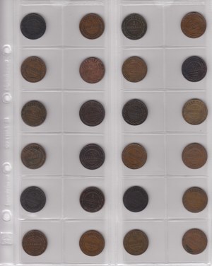 Kolekcja monet rosyjskich: 2 kopiejki 1867-1916 (50) - Aleksander II (1855-1881), Aleksander III (1881-1894), Mikołaj II