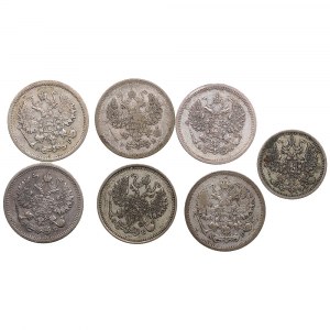 Collection de 10 Kopecks russes 1903, 1905, 1907, 1908, 1909, 1910 &amp; 5 Kopecks 1911 (7) - Nicolas II (1894-1917)_x000D
