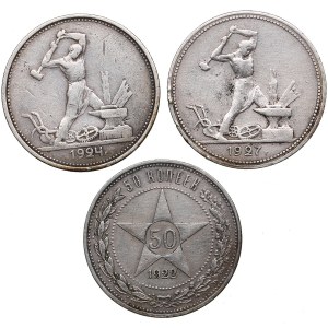 Russie (RSFSR, URSS) 50 Kopecks 1922, 1924, 1927 (3)