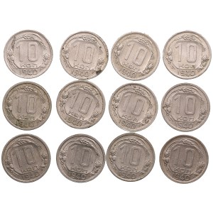 Group of Russian (USSR) 10 Kopecks 1940 (12)