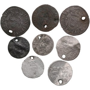 Sweden: Group of silver and silvered copper coins (8)