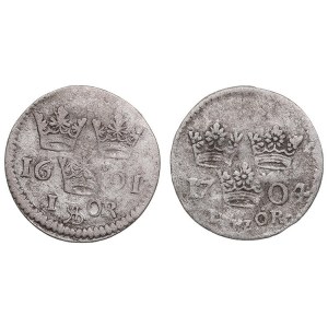 Švédsko 1 Öre 1691, 1704 - Karl XI & Karl XII (2)