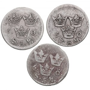 Szwecja 5 Öre 1691, 1694, 1699 - Karol XI i Karol XII (3)