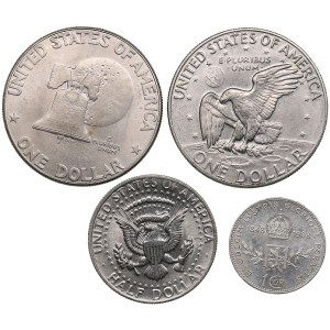 Gruppo di monete statunitensi e austriache (4)