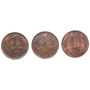 Group of coins: Latvia 1 Santims 1928, 1935, 1938 (3)