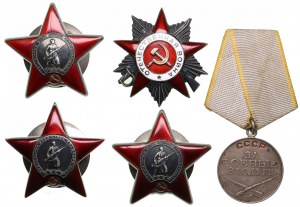 Russia (URSS) Serie di Ordini di premiazione e medaglia a una persona (5)