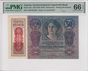 Austria 50 Kronen 1914 (ND 1919) - PMG 66 EPQ Gem Uncirculated