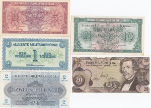 Group of Austria & Belgium Banknotes (5)