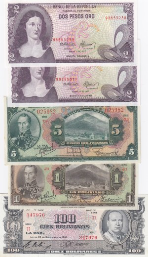 Gruppo di banconote di Bolivia e Colombia (10)