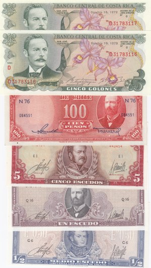 Group of Chile & Costa Rica Banknotes (6)