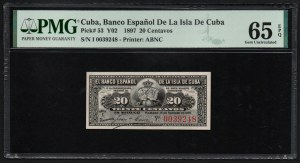 Kuba 20 centavos 1897 - PMG 65 EPQ Gem Uncirculated