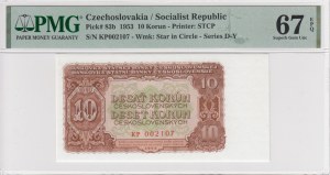 Československo 10 korun 1953 - PMG 67 EPQ Superb Gem Unc