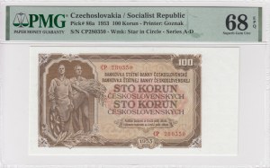 Tschechoslowakei 100 Kronen 1953 - PMG 68 EPQ Superb Gem Unc